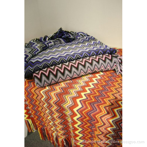 Hf0091 Zigzag Warp Knitted Throw